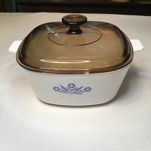 Corning Ware 2.5 qt Casserole Square Dish Pan Cornflower Design with lid